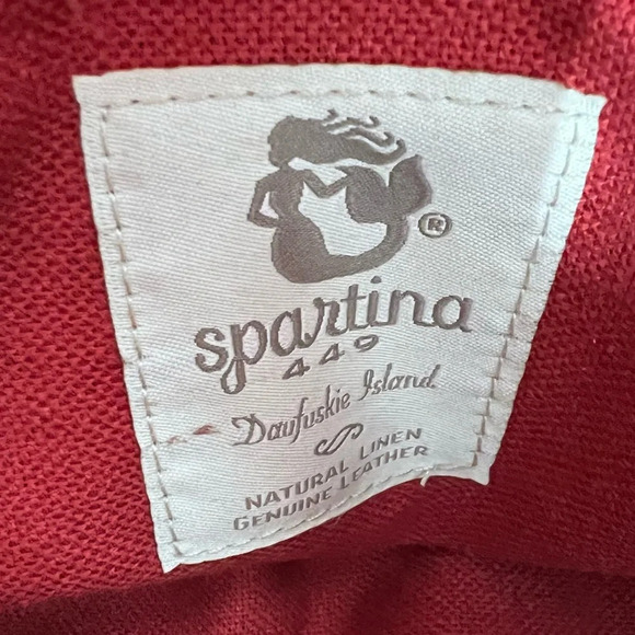 SPARTINA Daufuskie Island Linen & Leather Maxi Tote Shoulder Bag - Picture 8 of 12